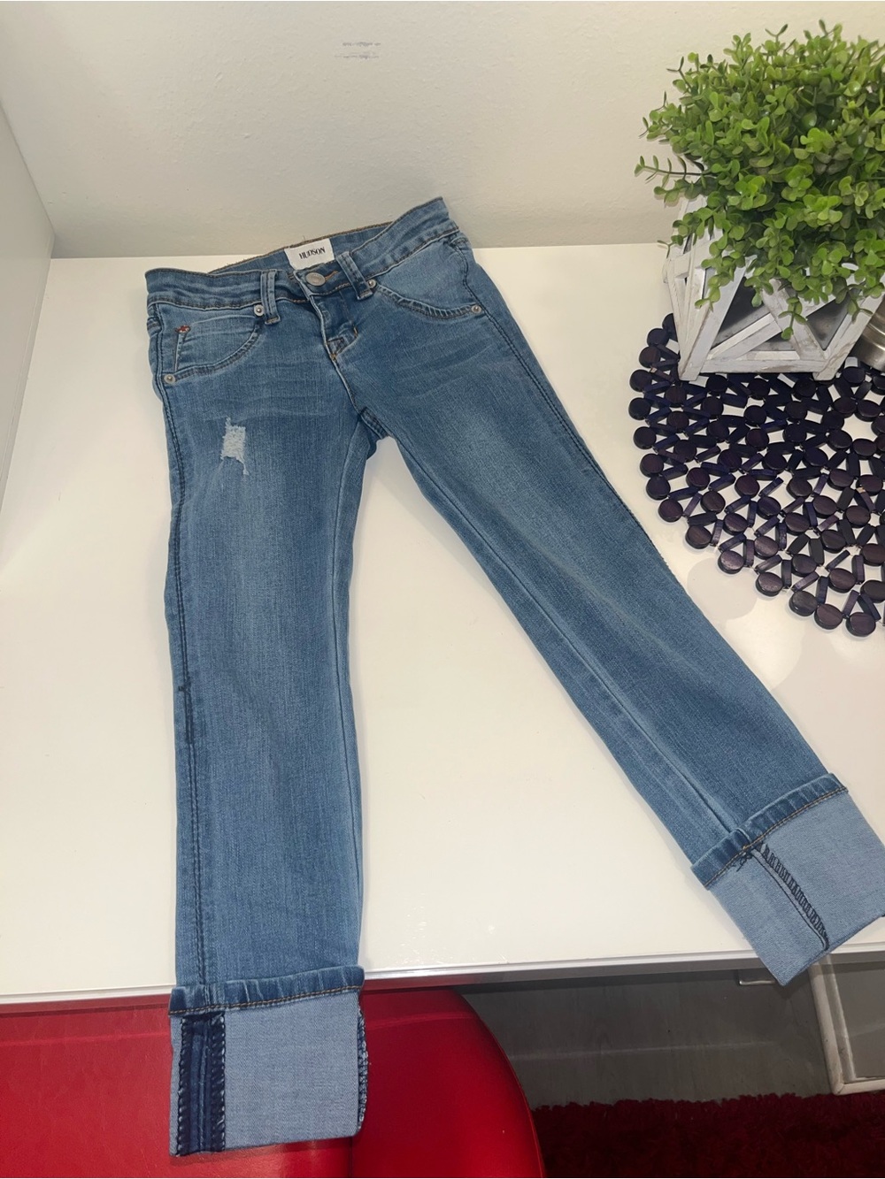 Hudson girls cropped destroyed jeans Size 8